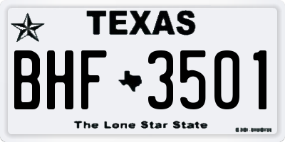 TX license plate BHF3501
