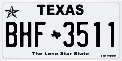 TX license plate BHF3511