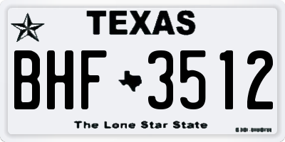 TX license plate BHF3512