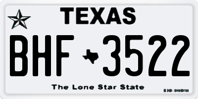 TX license plate BHF3522