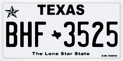 TX license plate BHF3525