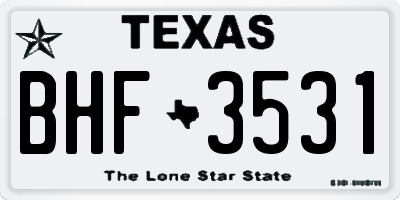 TX license plate BHF3531