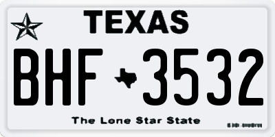 TX license plate BHF3532