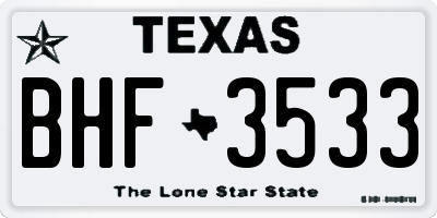 TX license plate BHF3533