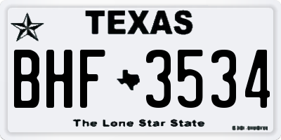 TX license plate BHF3534