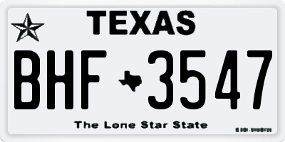 TX license plate BHF3547