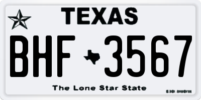 TX license plate BHF3567