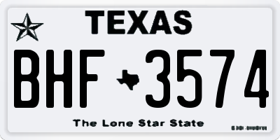 TX license plate BHF3574