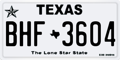 TX license plate BHF3604