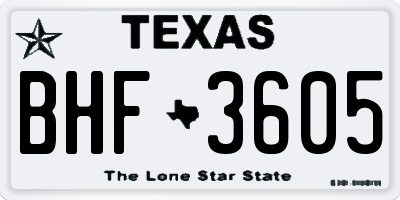 TX license plate BHF3605