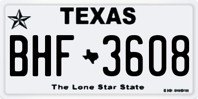 TX license plate BHF3608