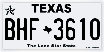 TX license plate BHF3610