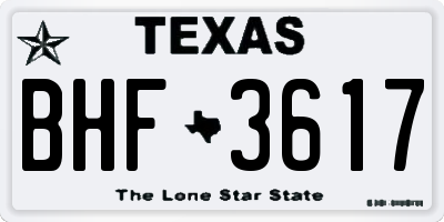 TX license plate BHF3617