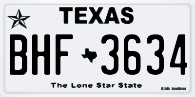 TX license plate BHF3634