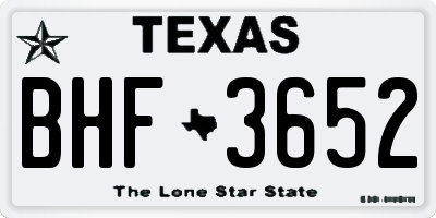TX license plate BHF3652