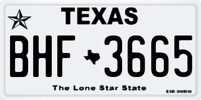 TX license plate BHF3665