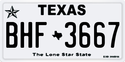 TX license plate BHF3667
