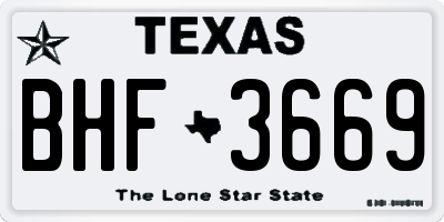 TX license plate BHF3669
