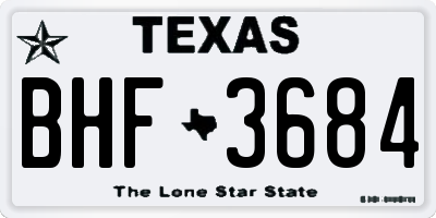 TX license plate BHF3684
