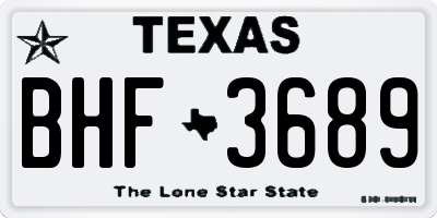 TX license plate BHF3689