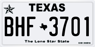 TX license plate BHF3701