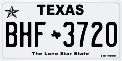 TX license plate BHF3720