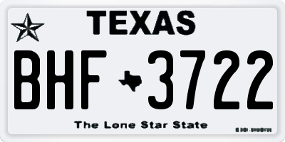 TX license plate BHF3722
