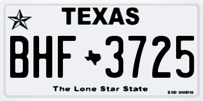 TX license plate BHF3725