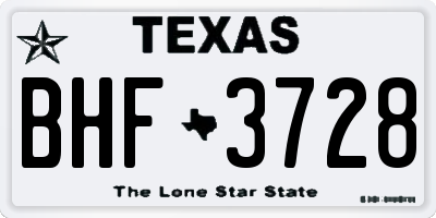 TX license plate BHF3728
