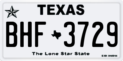 TX license plate BHF3729