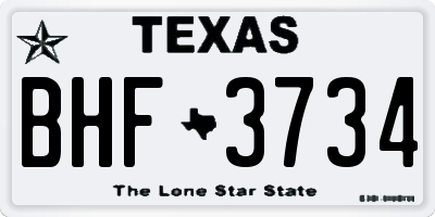 TX license plate BHF3734