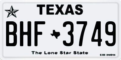 TX license plate BHF3749
