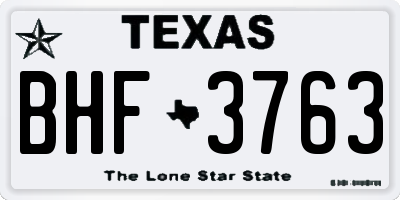 TX license plate BHF3763