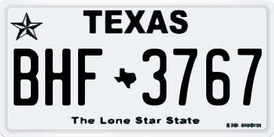TX license plate BHF3767