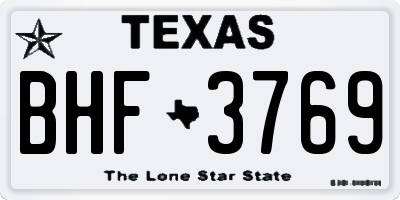 TX license plate BHF3769