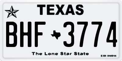 TX license plate BHF3774