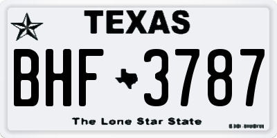 TX license plate BHF3787