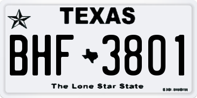 TX license plate BHF3801