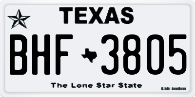 TX license plate BHF3805