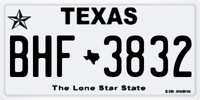 TX license plate BHF3832