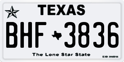 TX license plate BHF3836