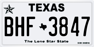 TX license plate BHF3847
