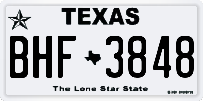 TX license plate BHF3848