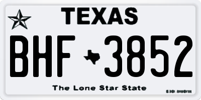 TX license plate BHF3852