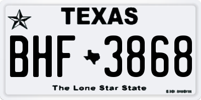 TX license plate BHF3868