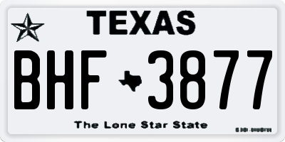 TX license plate BHF3877