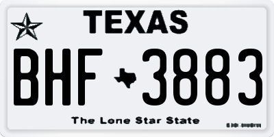 TX license plate BHF3883