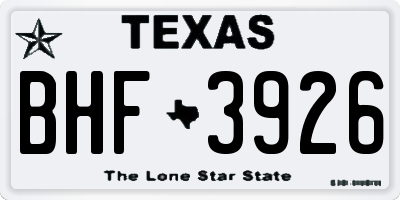 TX license plate BHF3926