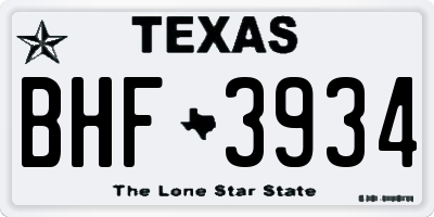 TX license plate BHF3934