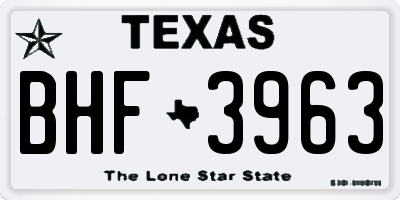 TX license plate BHF3963